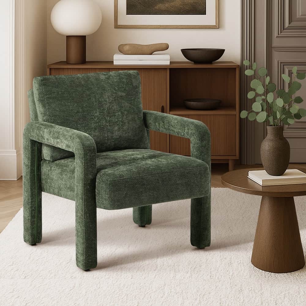 Armchair Velvet Accent Chairs 1 Seater Lounge Sofa Chair Beige/Green/Grey