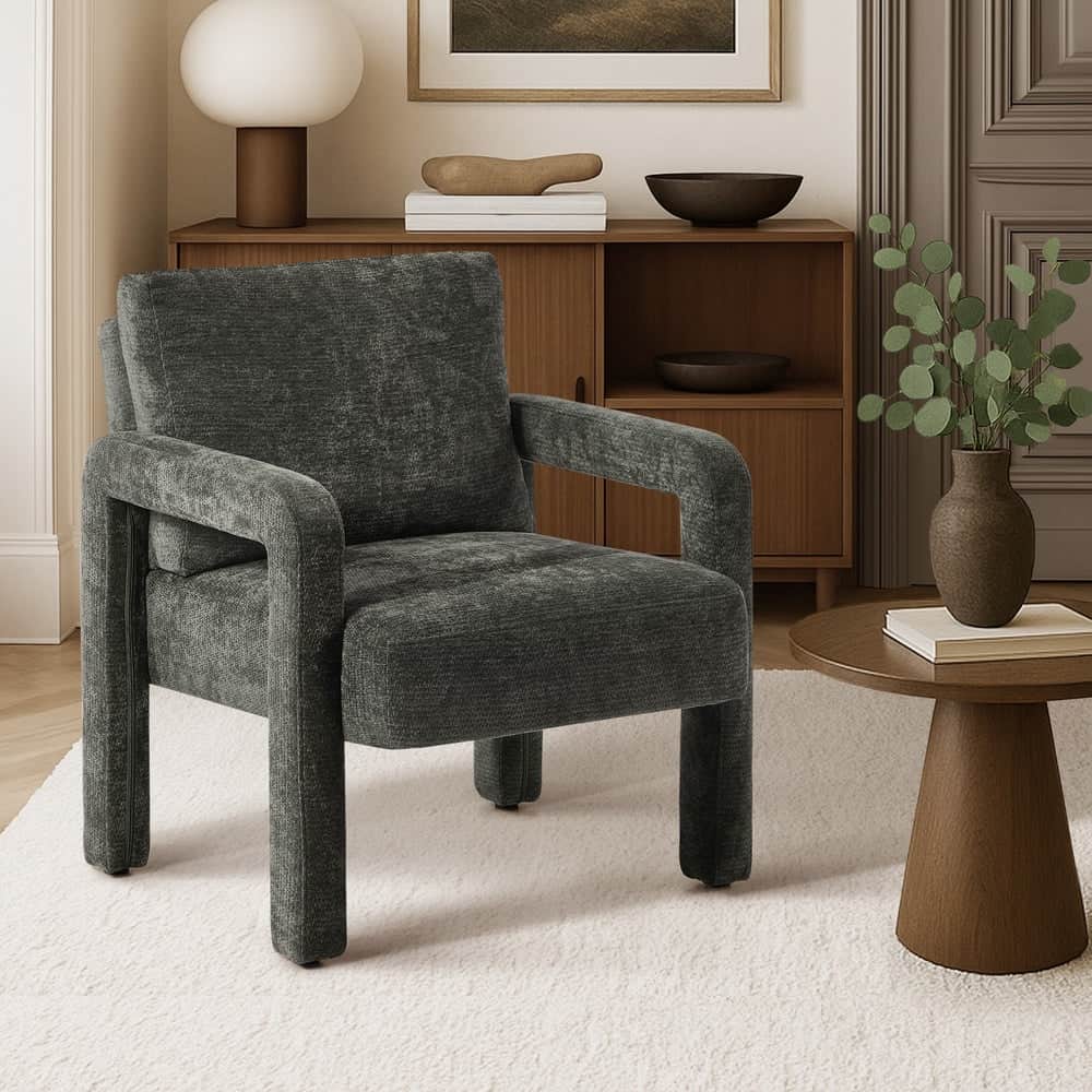 Armchair Velvet Accent Chairs 1 Seater Lounge Sofa Chair Beige/Green/Grey
