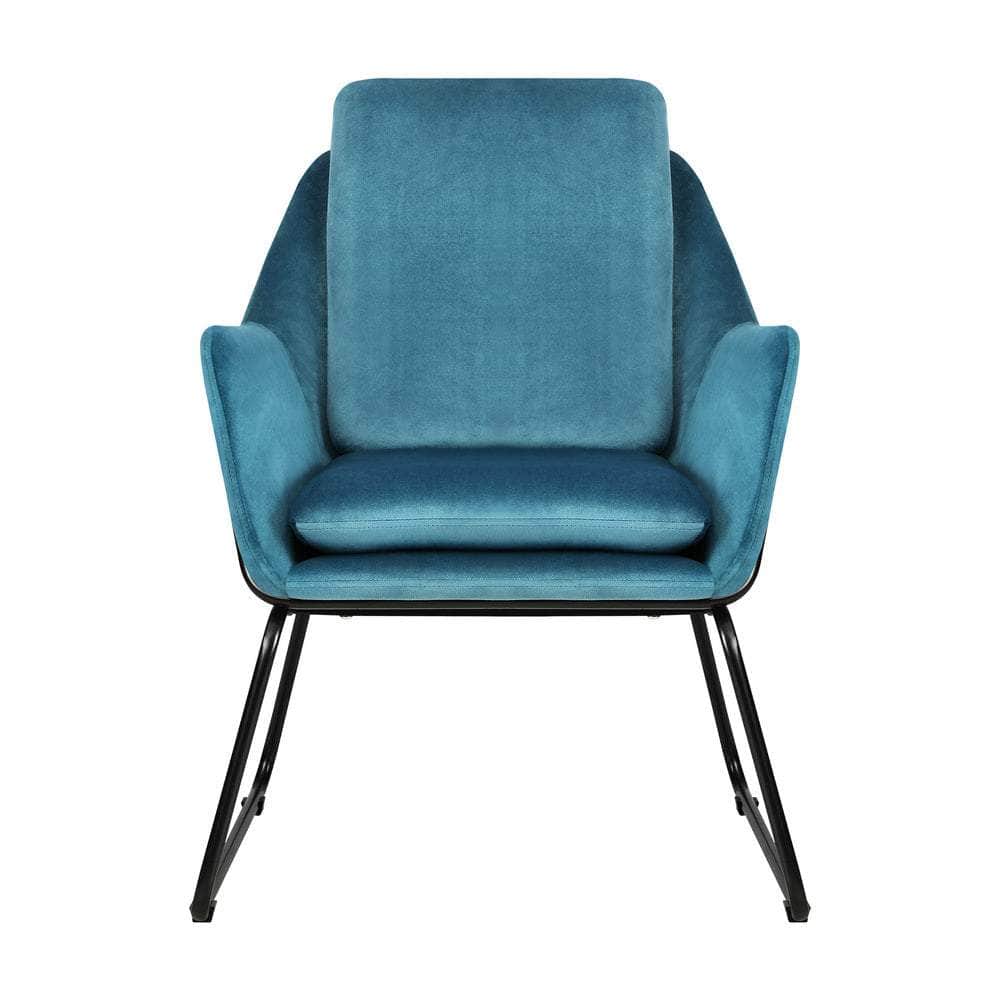 Armchair Velvet Accent Chairs Tub Chair Sofa Lounge Upholstered Blue/Grey