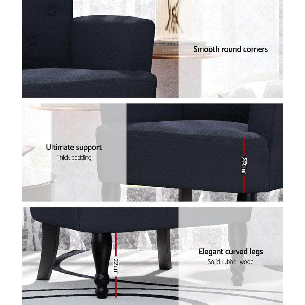 Armchair Wingback Charcoal Lothair