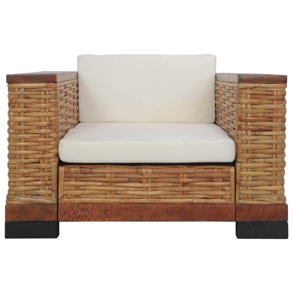 Armchair with Cushions Brown Natural Rattan - Simple deals