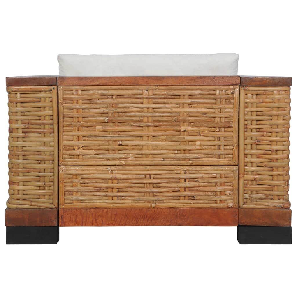 Armchair with Cushions Brown Natural Rattan - Simple deals
