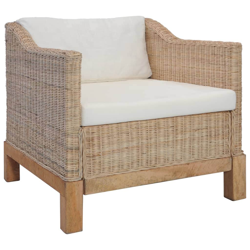 Armchair with Cushions Natural Rattan - Simple deals