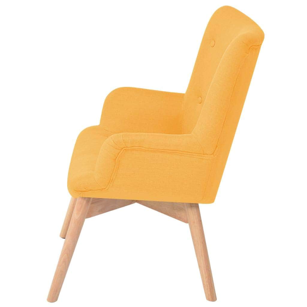 Armchair with Footstool Yellow Fabric
