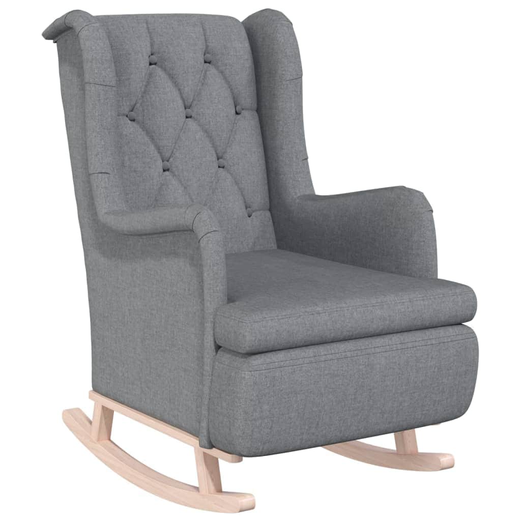 Armchair with Solid Rubber Wood Rocking Legs Light Grey Fabric