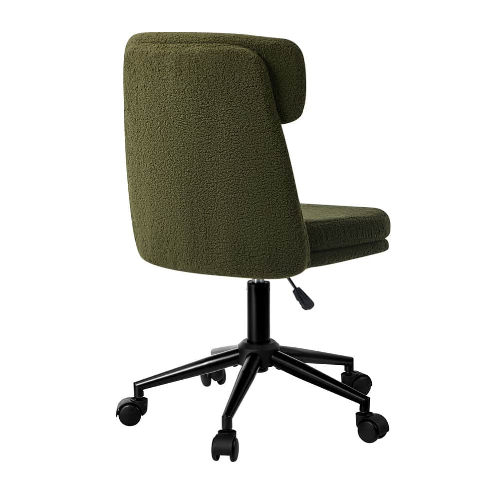 Armless Office Chair Mid Back Computer Desk Chair With Wheels White/Green