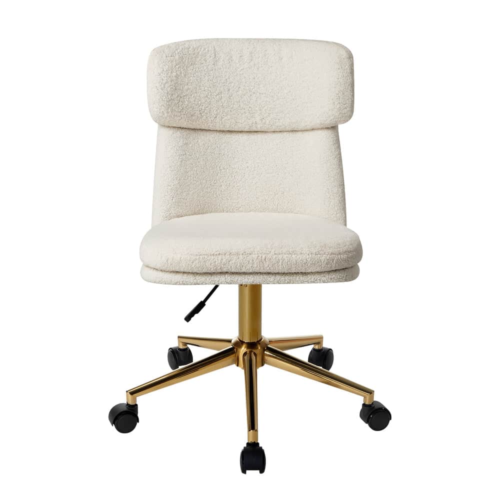 Armless Office Chair Mid Back Computer Desk Chair With Wheels White/Green