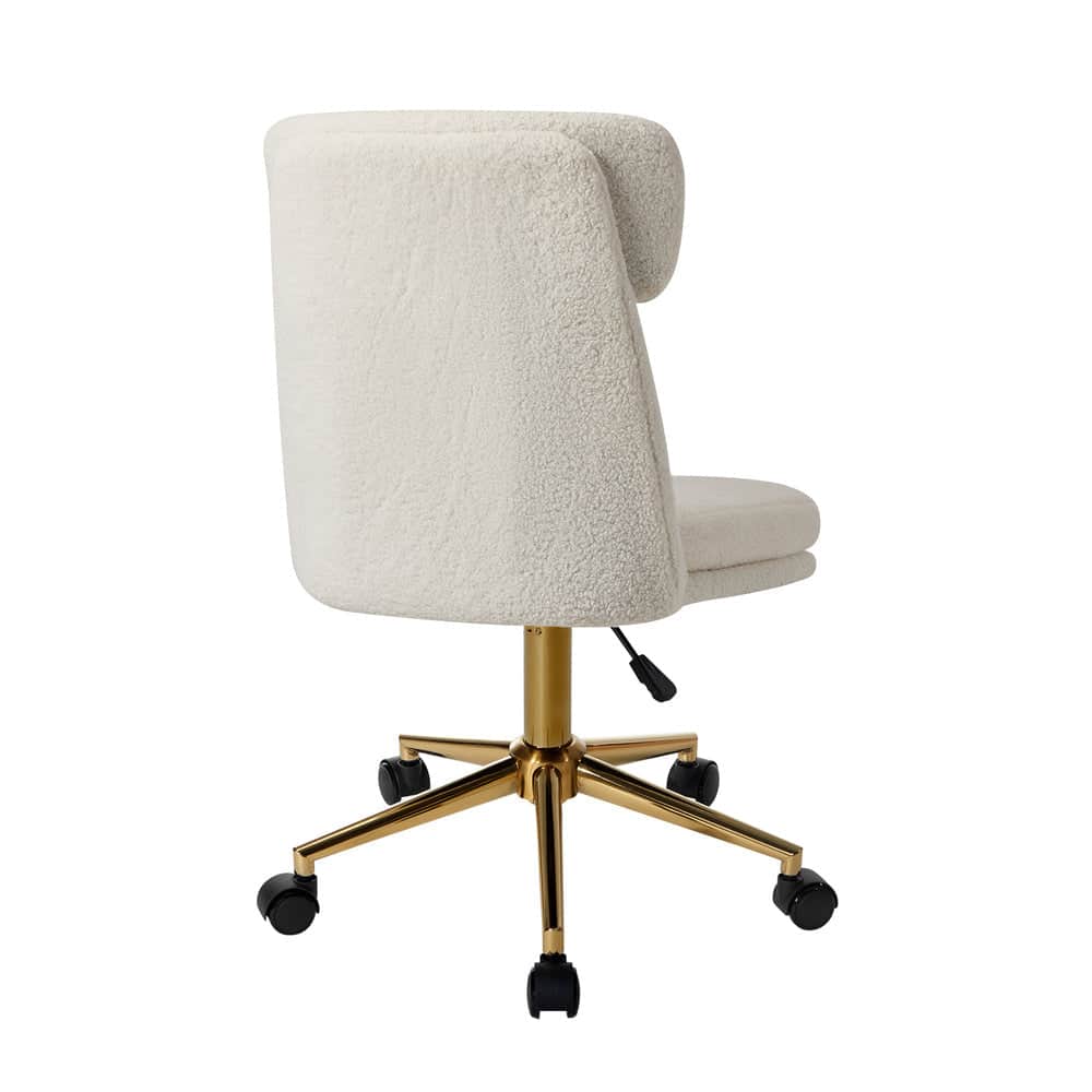 Armless Office Chair Mid Back Computer Desk Chair With Wheels White/Green