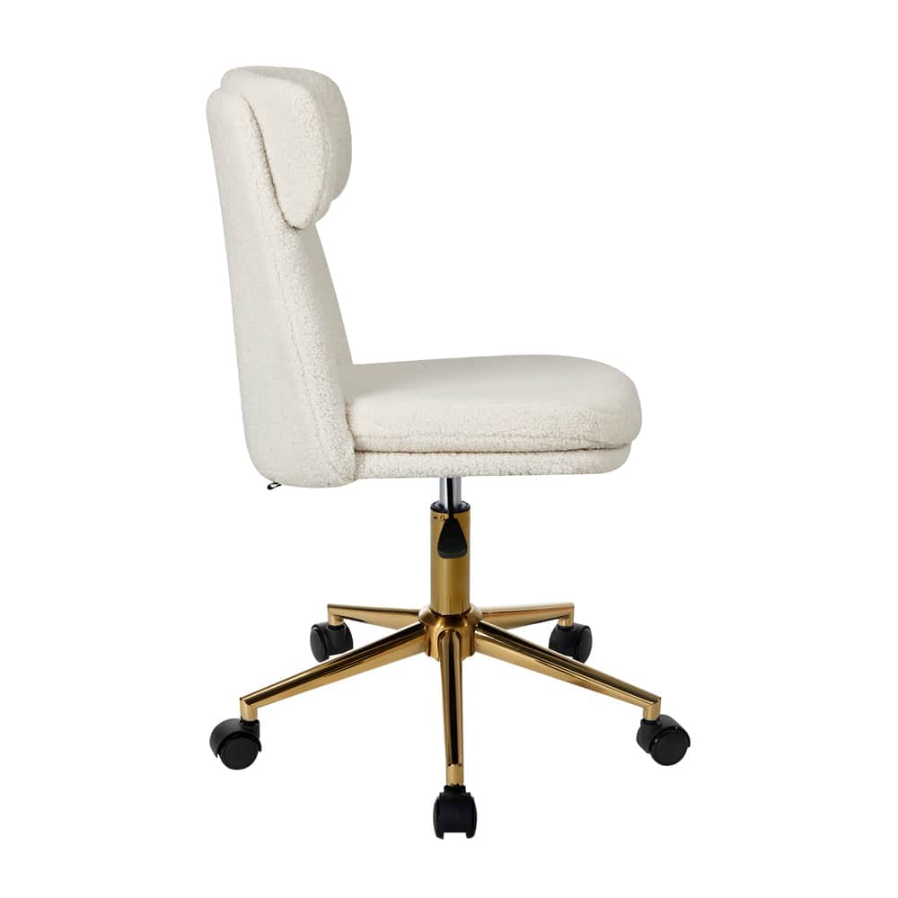 Armless Office Chair Mid Back Computer Desk Chair With Wheels White/Green