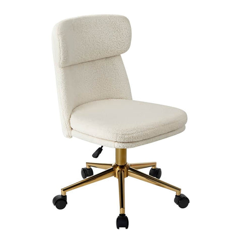 Armless Office Chair Mid Back Computer Desk Chair With Wheels White/Green