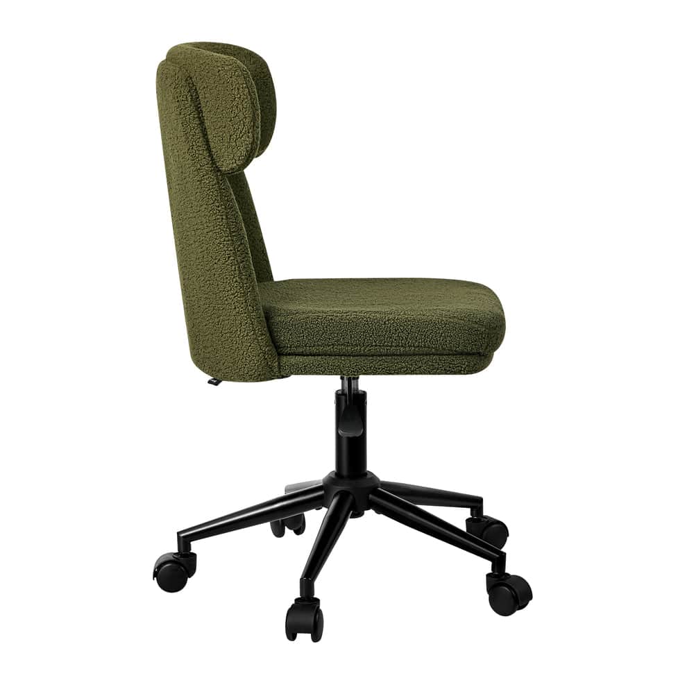 Armless Office Chair Mid Back Computer Desk Chair With Wheels White/Green