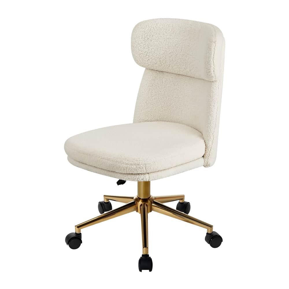 Armless Office Chair Mid Back Computer Desk Chair With Wheels White/Green