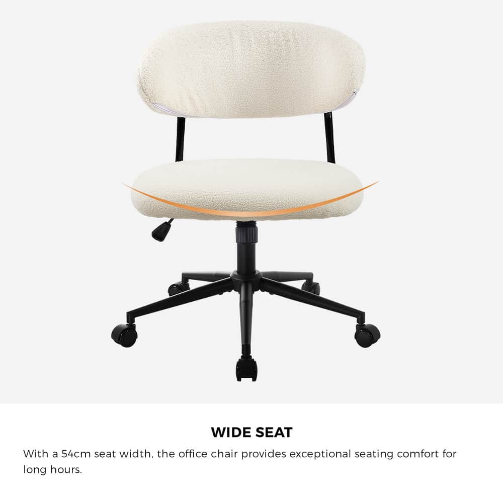 Armless Office Chair Mid Back Wide Swivel Desk Chair White/Green Computer Workstation Seating