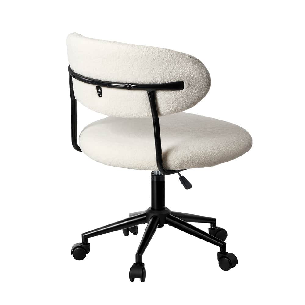 Armless Office Chair Mid Back Wide Swivel Desk Chair White/Green Computer Workstation Seating