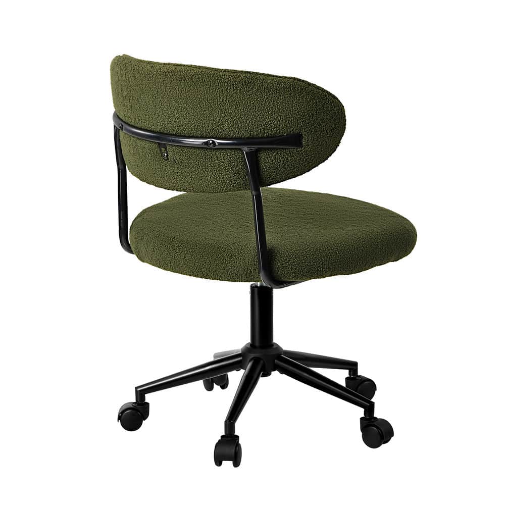 Armless Office Chair Mid Back Wide Swivel Desk Chair White/Green Computer Workstation Seating