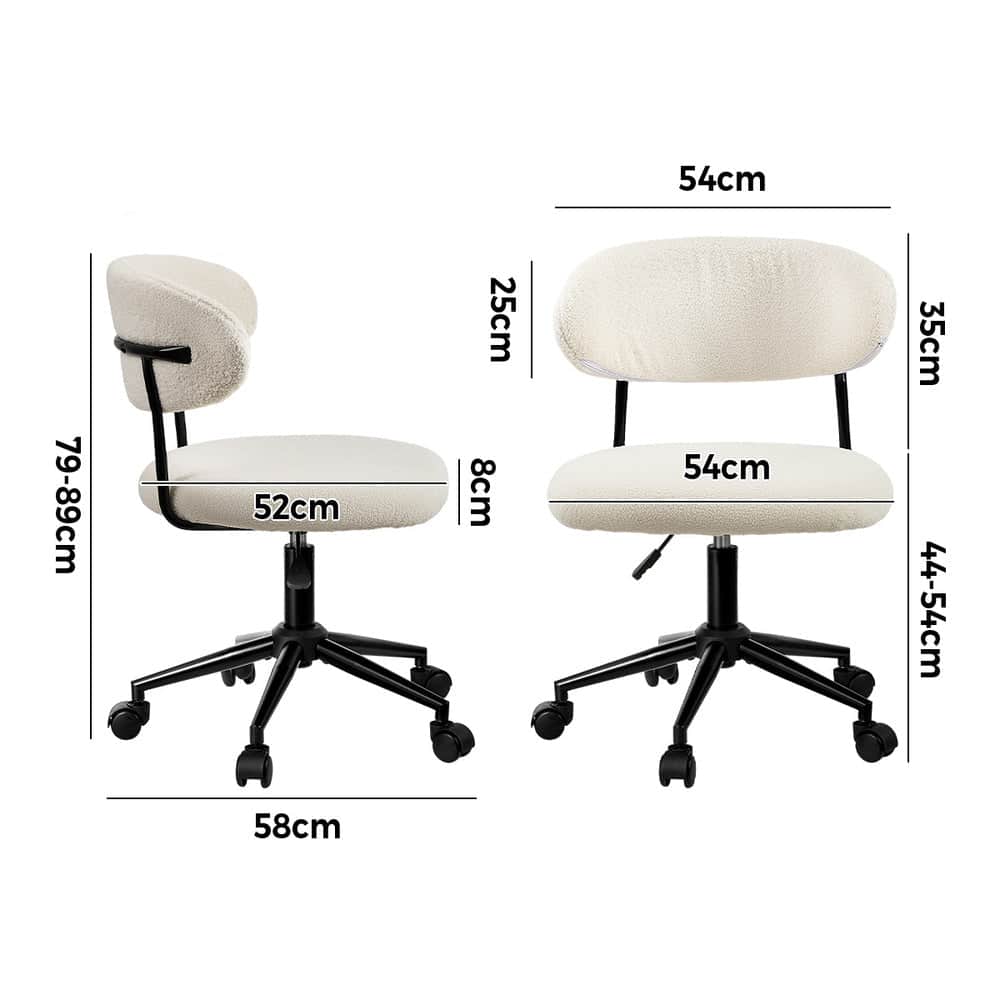 Armless Office Chair Mid Back Wide Swivel Desk Chair White/Green Computer Workstation Seating