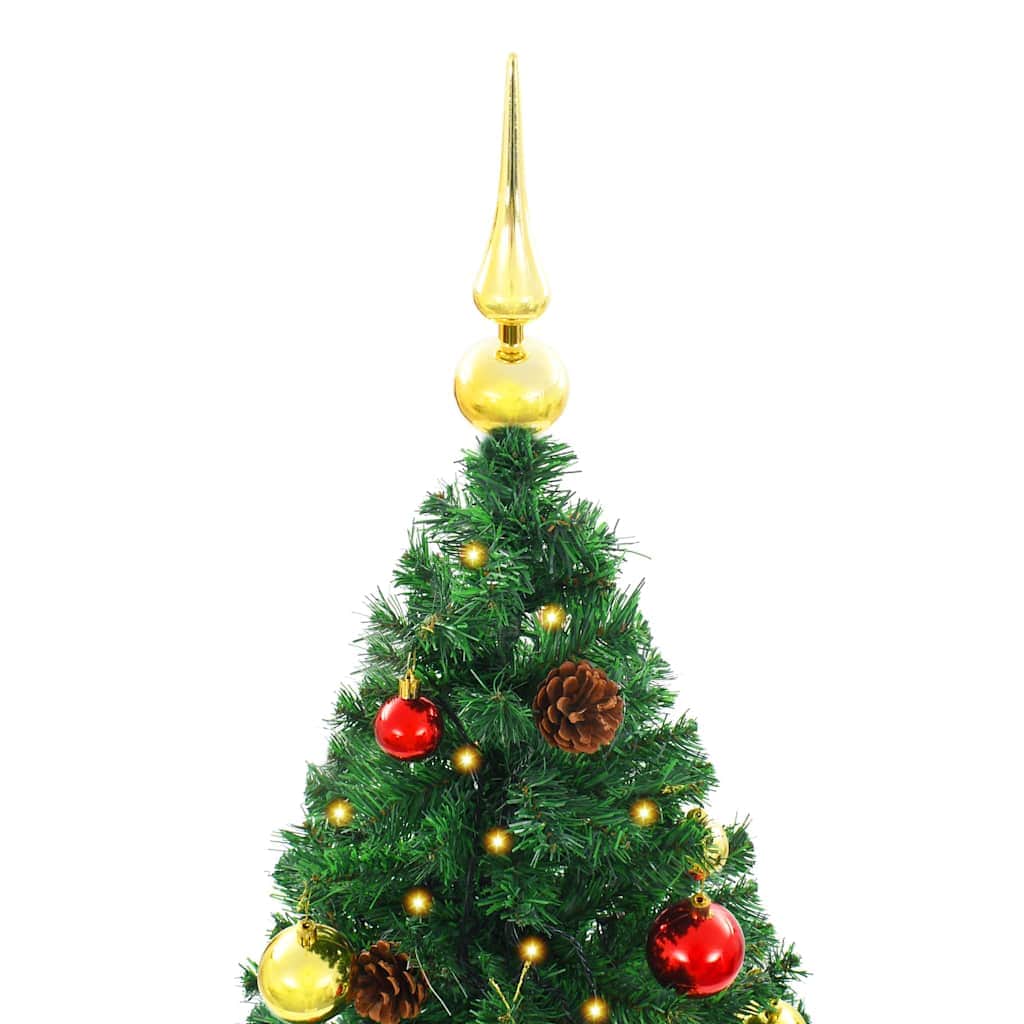 Artificial Christmas Tree with Baubles and LEDs Green 210 cm
