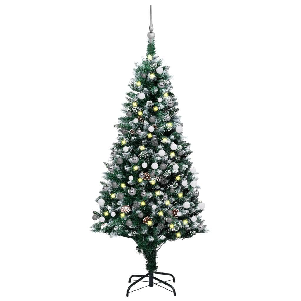 Artificial Christmas Tree with LEDs& Ball Set&Pine Cones 180 cm