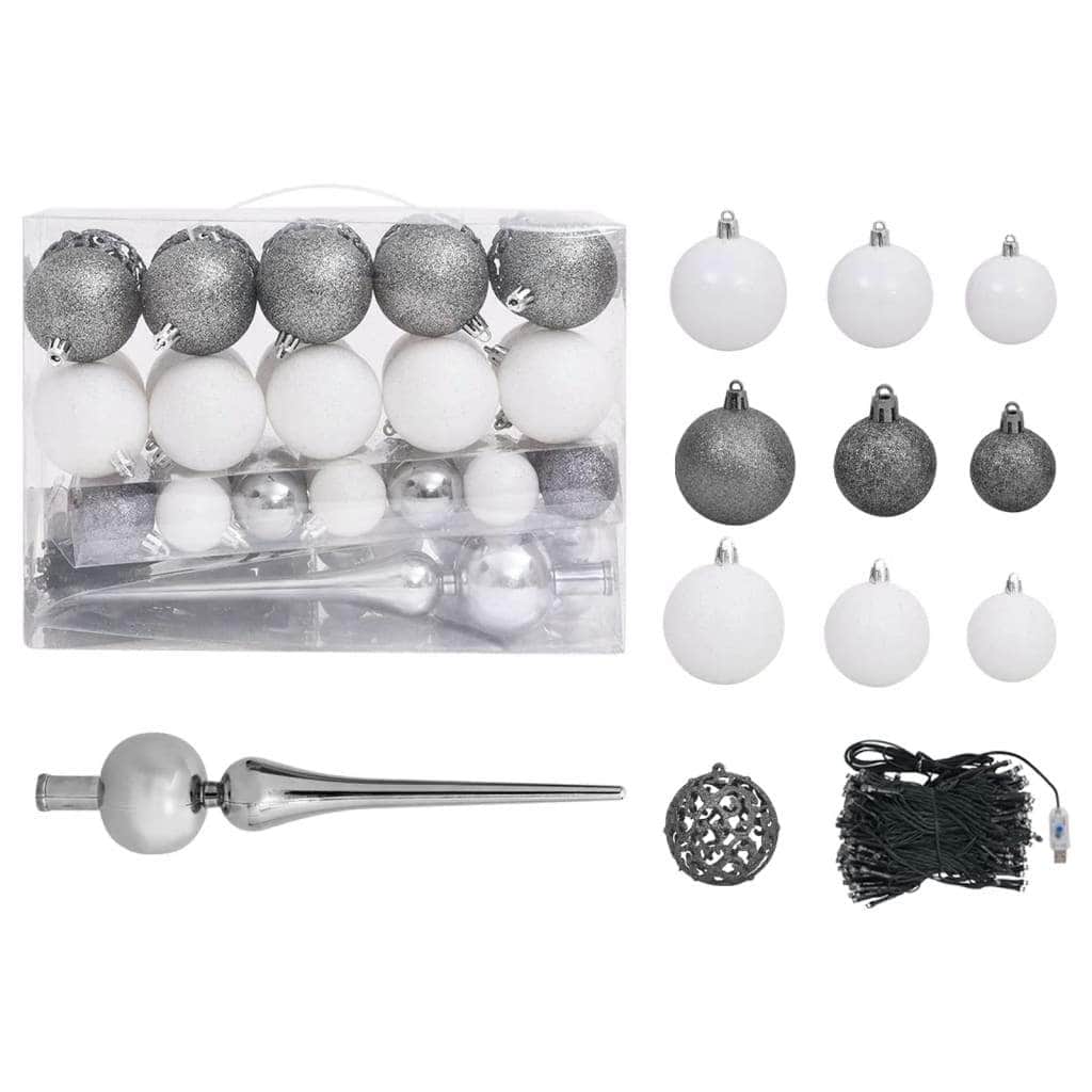 Artificial Christmas Tree with LEDs& Ball Set Red 150 cm PVC