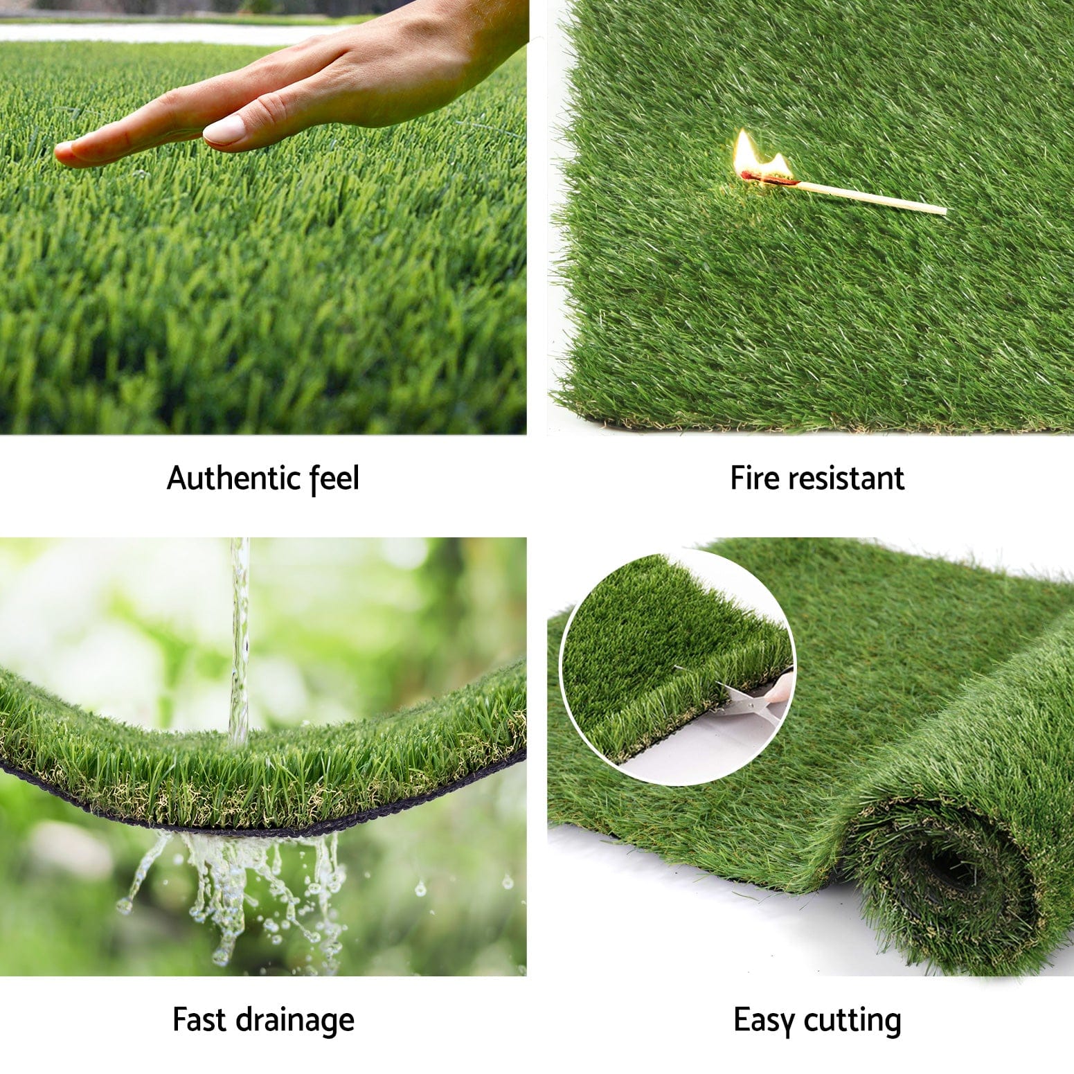 Artificial Grass 30mm 2mx5m Synthetic Fake Lawn Turf Plastic Plant 4-coloured with Artificial Grass