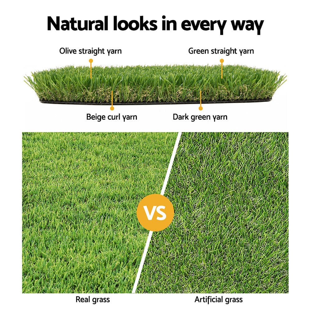 Artificial Grass 60SQM 30mm Synthetic Fake Lawn Turf Plastic Plant 4-coloured 2mx5m, Artificial Grass