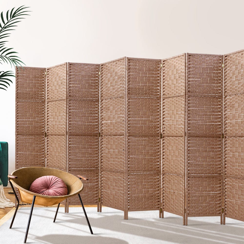 8 Panel Room Divider Screen 326X170Cm Woven Natural