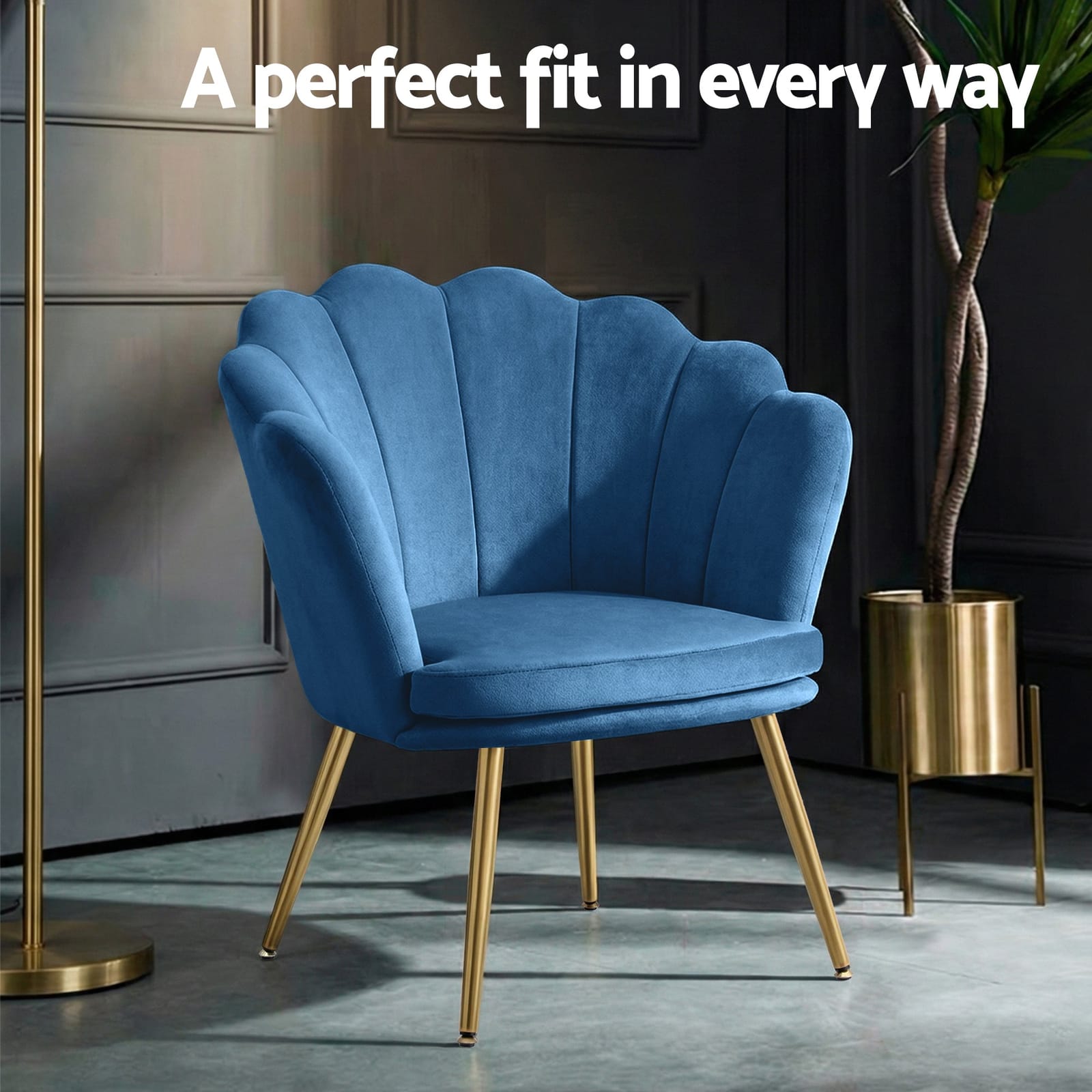 Armchair Velvet Blue Callista | Velvet finish
