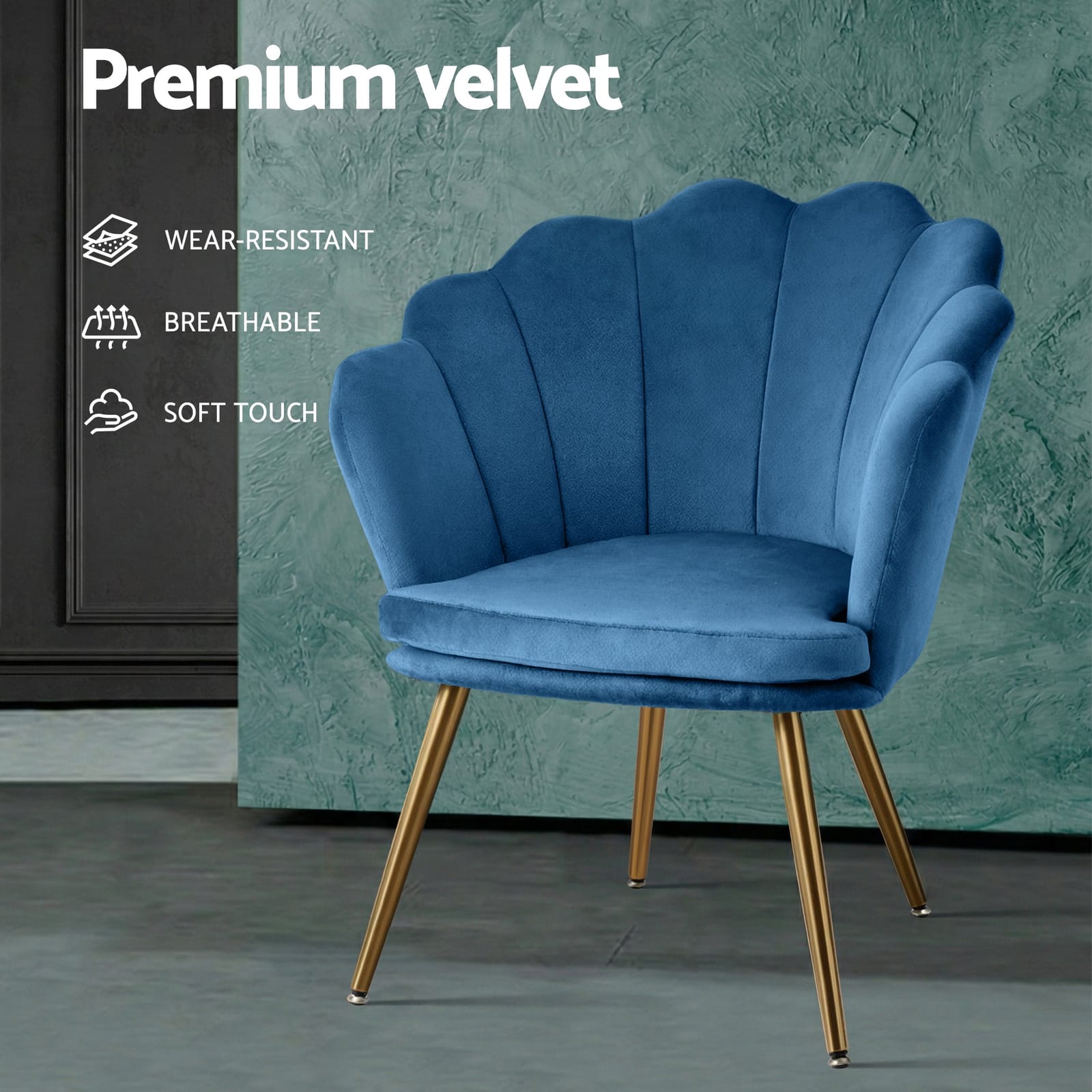 Armchair Velvet Blue Callista, Artiss Lounge Chair Accent