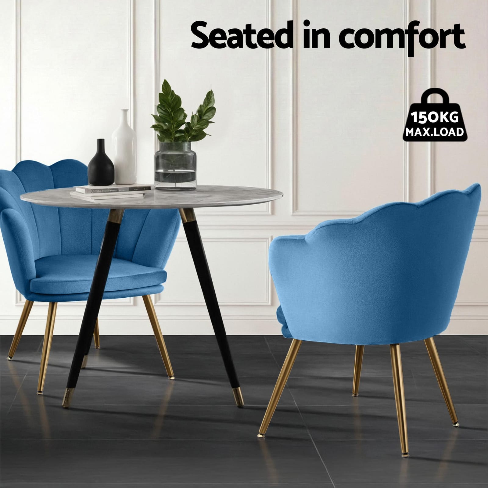 Armchair Velvet Blue Callista | Arm Chairs & Recliners