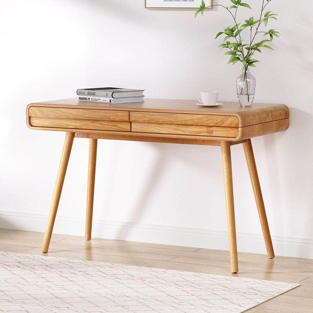 Ash Wood Legs Computer Desk with Office Storage Drawers