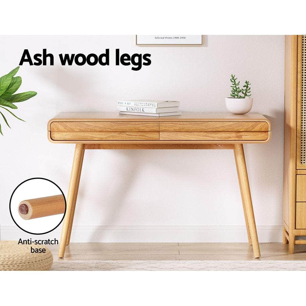 Ash Wood Legs Computer Desk with Office Storage Drawers