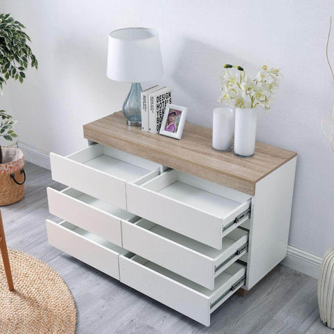 Ashley Coastal White Wooden Chest Of 6 Drawers