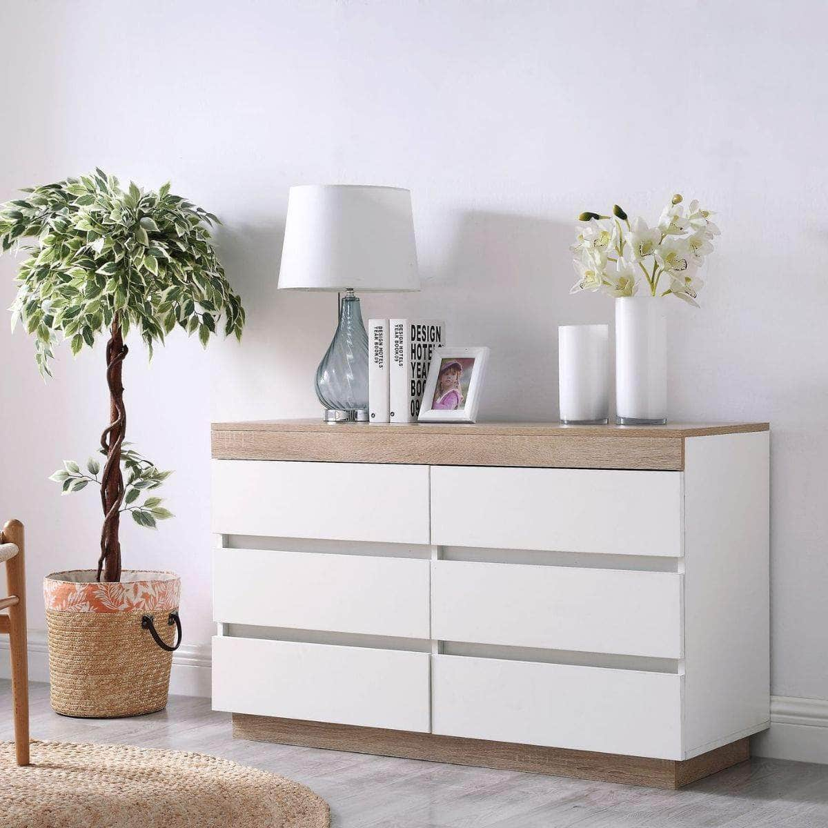 Ashley Coastal White Wooden Chest Of 6 Drawers