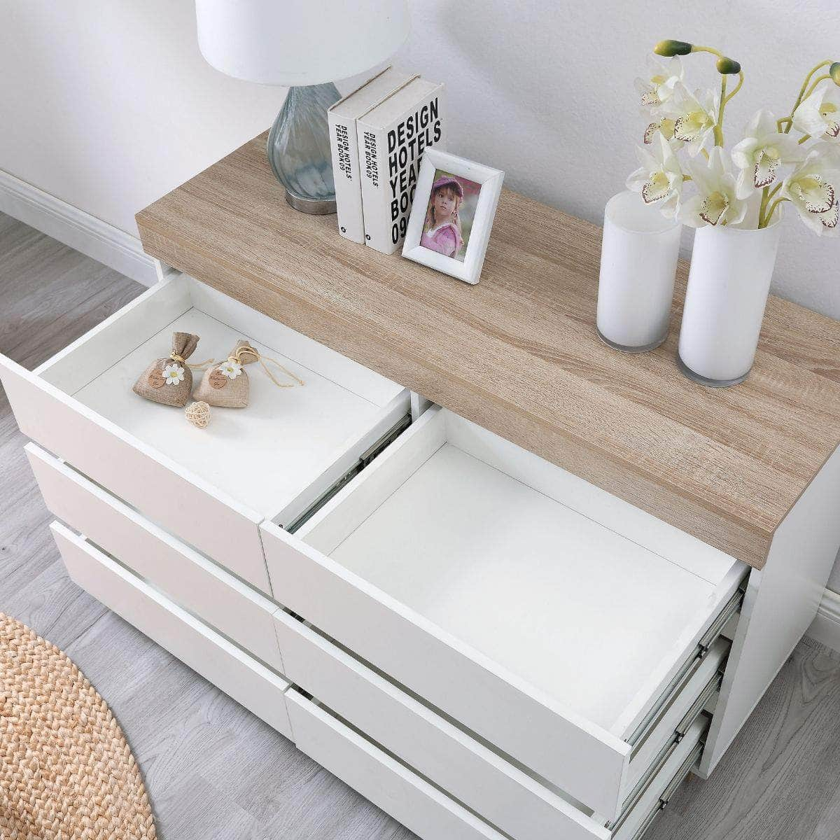 Ashley Coastal White Wooden Chest Of 6 Drawers