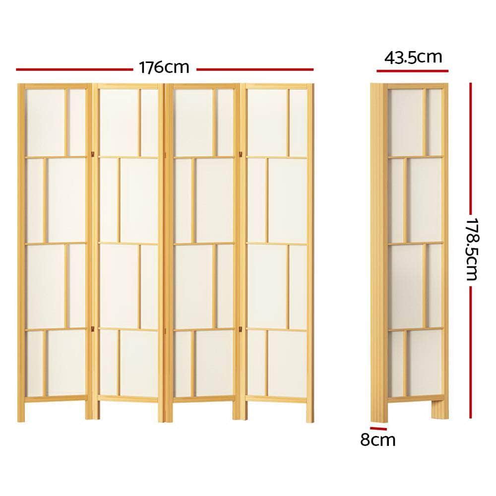 Ashton Room Divider Screen Privacy Wood Dividers Stand 4 Panel Natural
