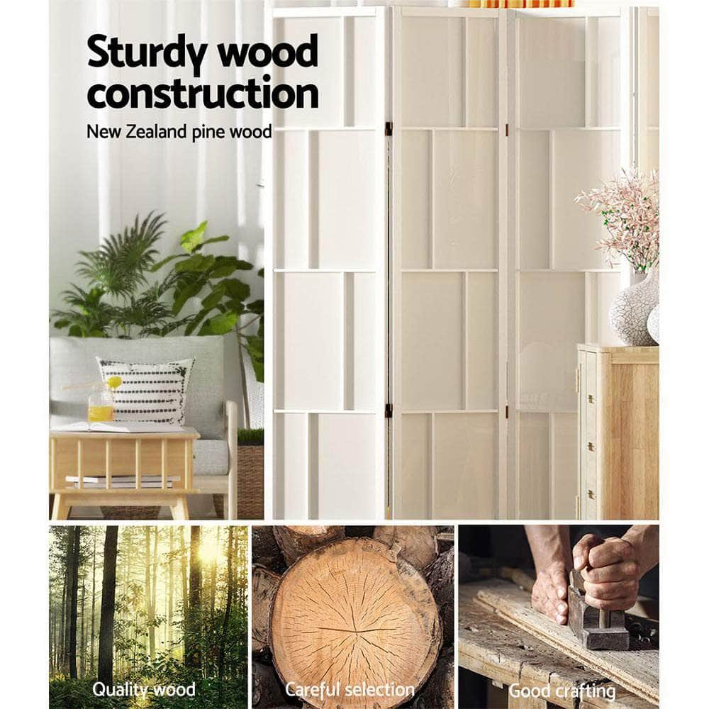 Ashton Room Divider Screen Privacy Wood Dividers Stand 4 Panel White
