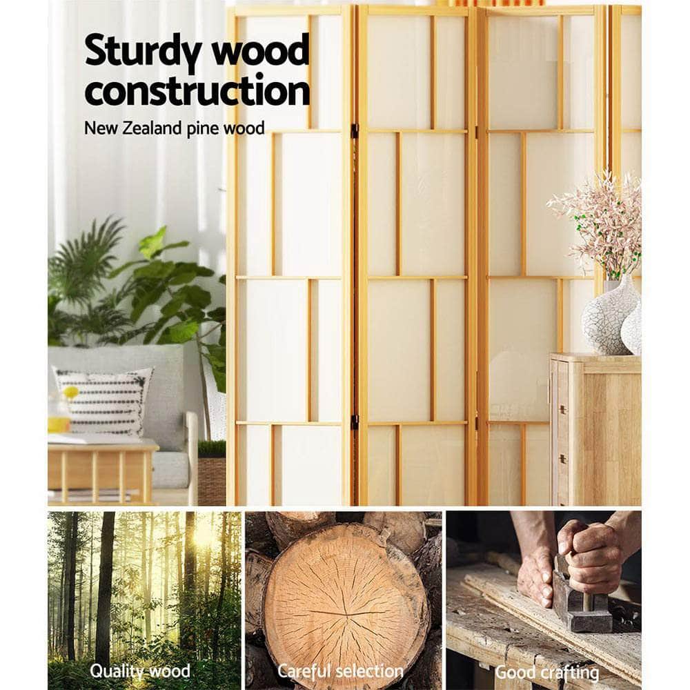 Ashton Room Divider Screen Privacy Wood Dividers Stand 6 Panel Natural