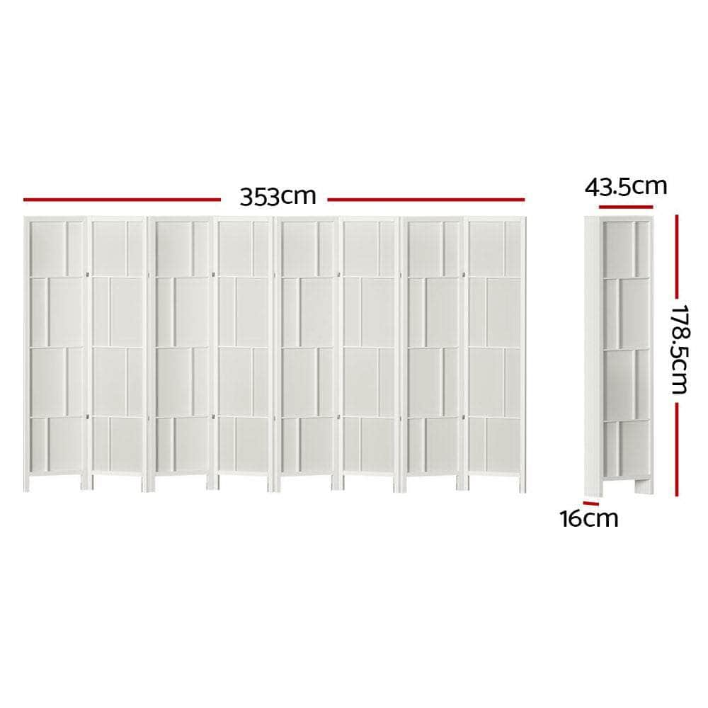 Ashton Room Divider Screen Privacy Wood Dividers Stand 8 Panel White