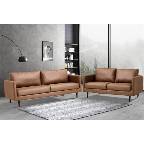 Athena 2 Seater Sofa Fabric Uplholstered Lounge Couch - Saddle