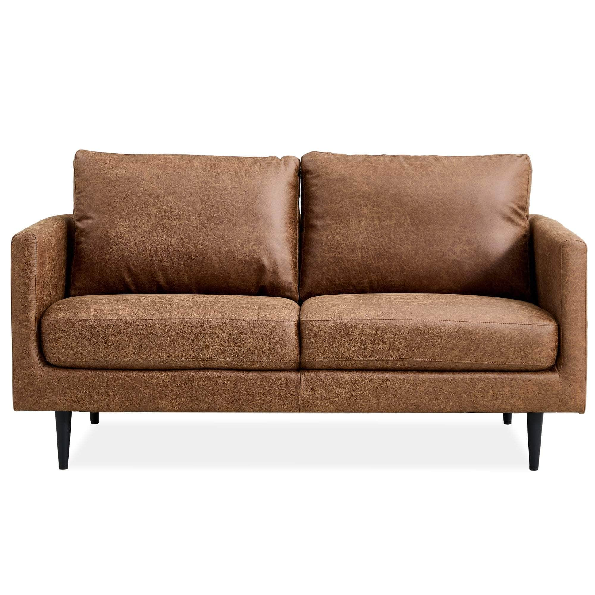 Athena 2 Seater Sofa Fabric Uplholstered Lounge Couch - Saddle