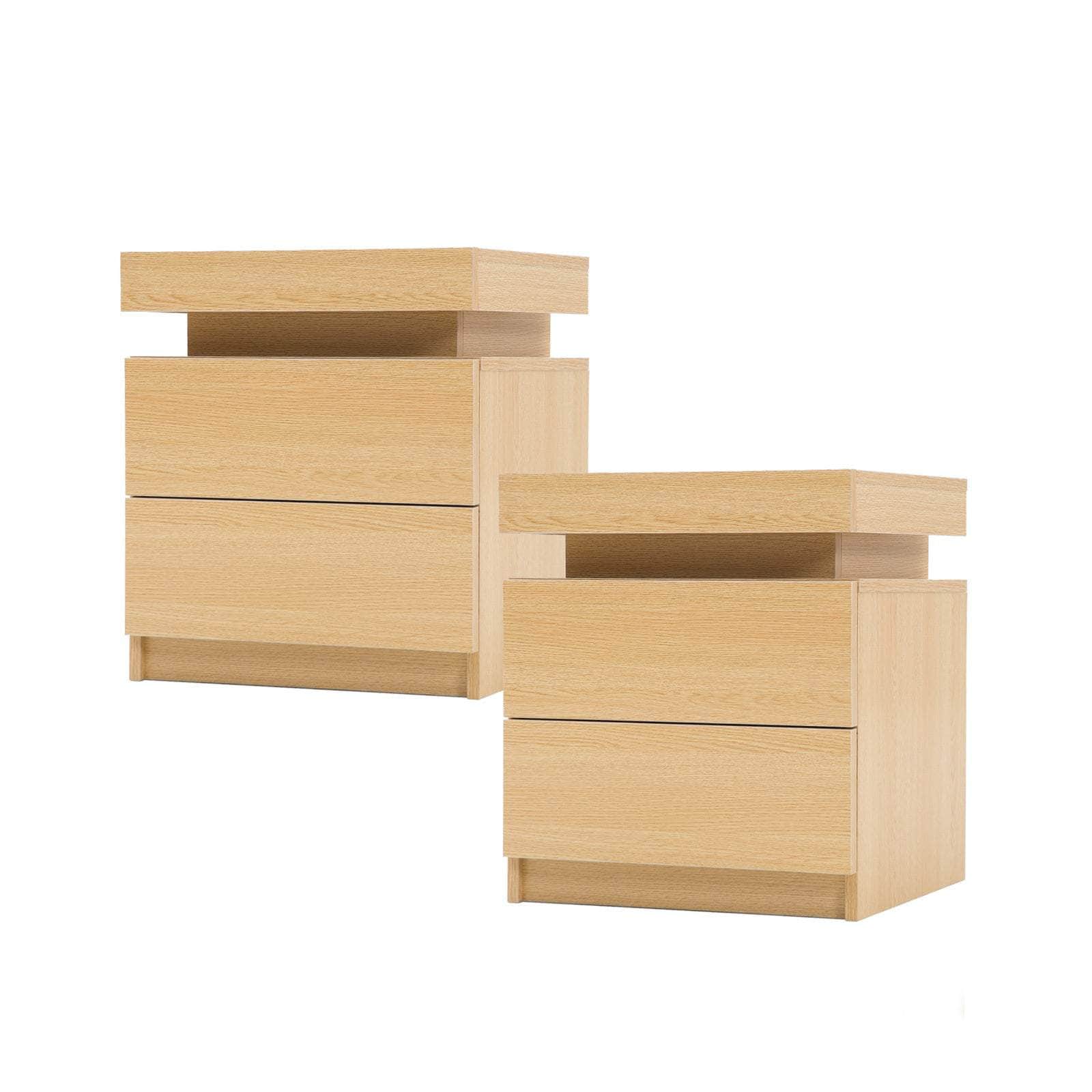 Aurora Black/White/Oak Led Nightstand Duo