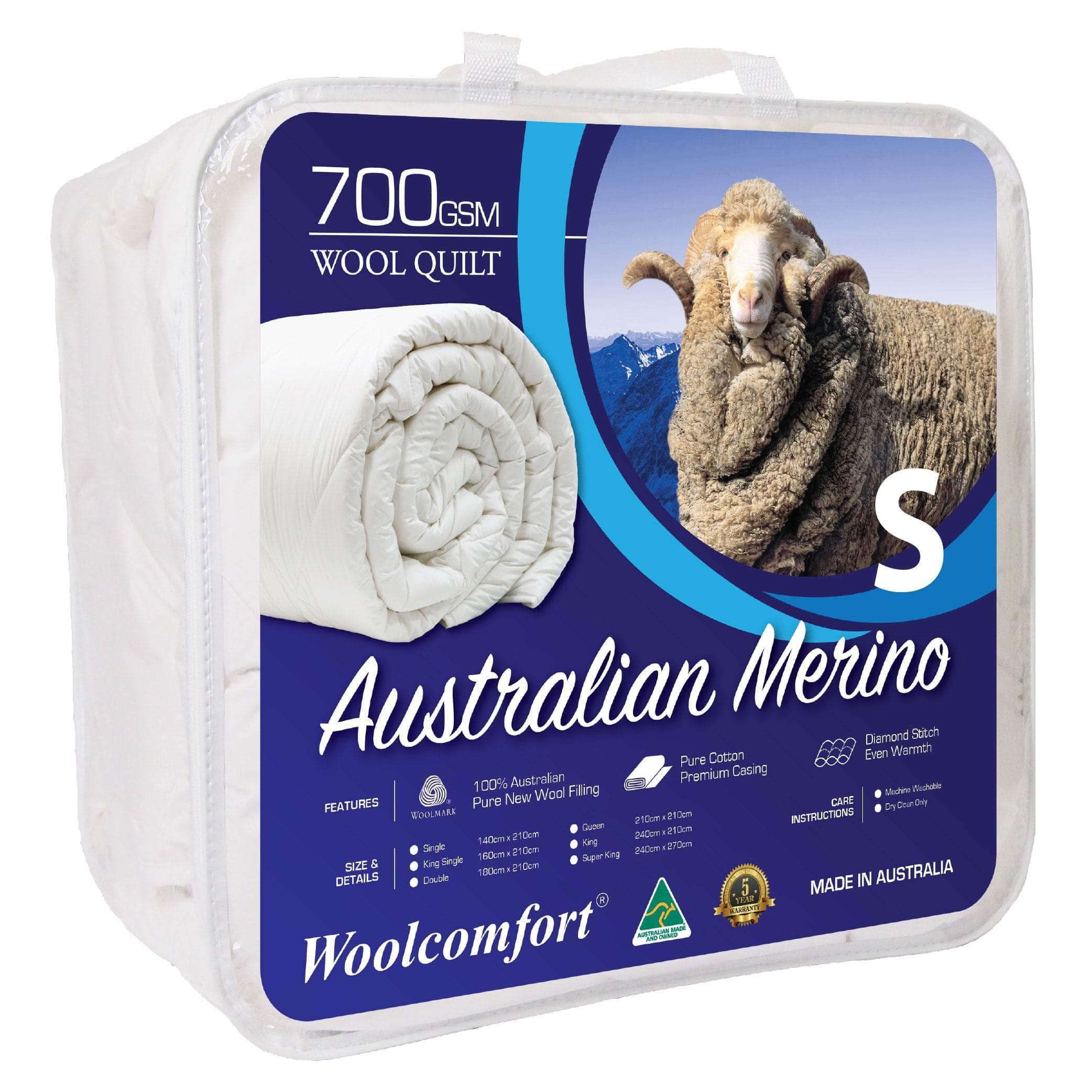Aus Made Merino Wool Quilt 250/500/700 GSM All Size