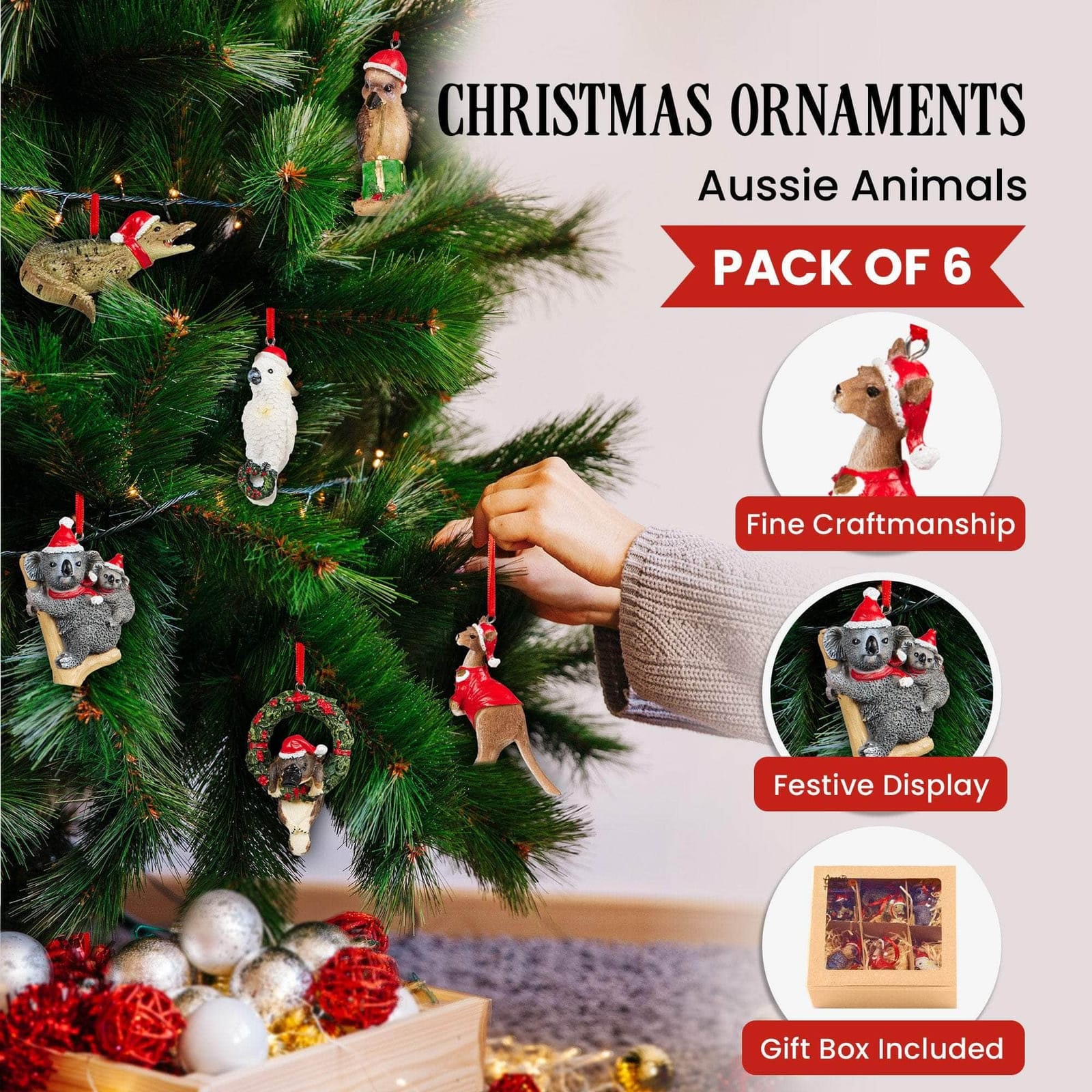 Aussie Animals Pack of 6 Christmas Baubles Decoration Gift Pack | dsd - photo 6