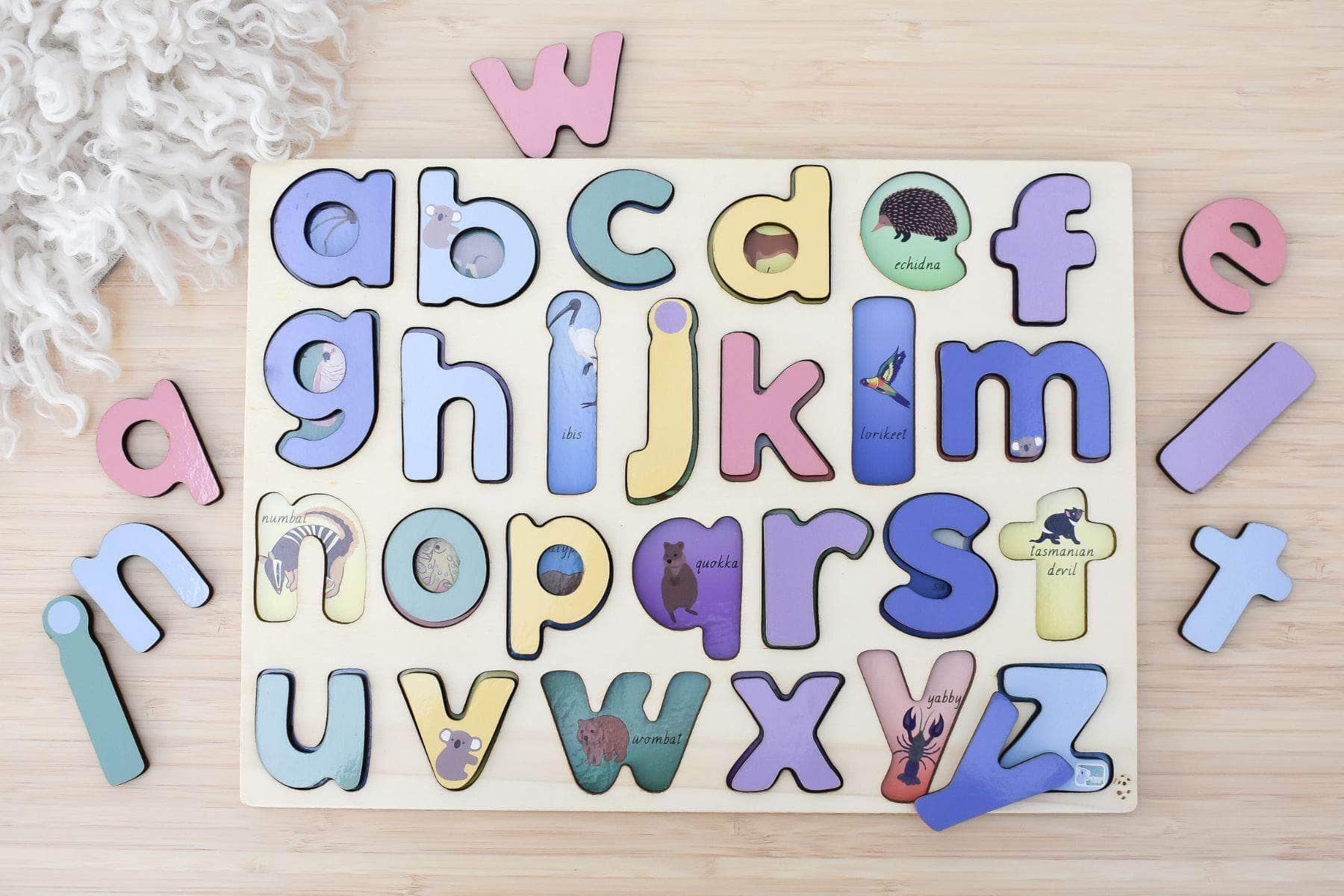 Australian animals a-z lowercase alphabet puzzle