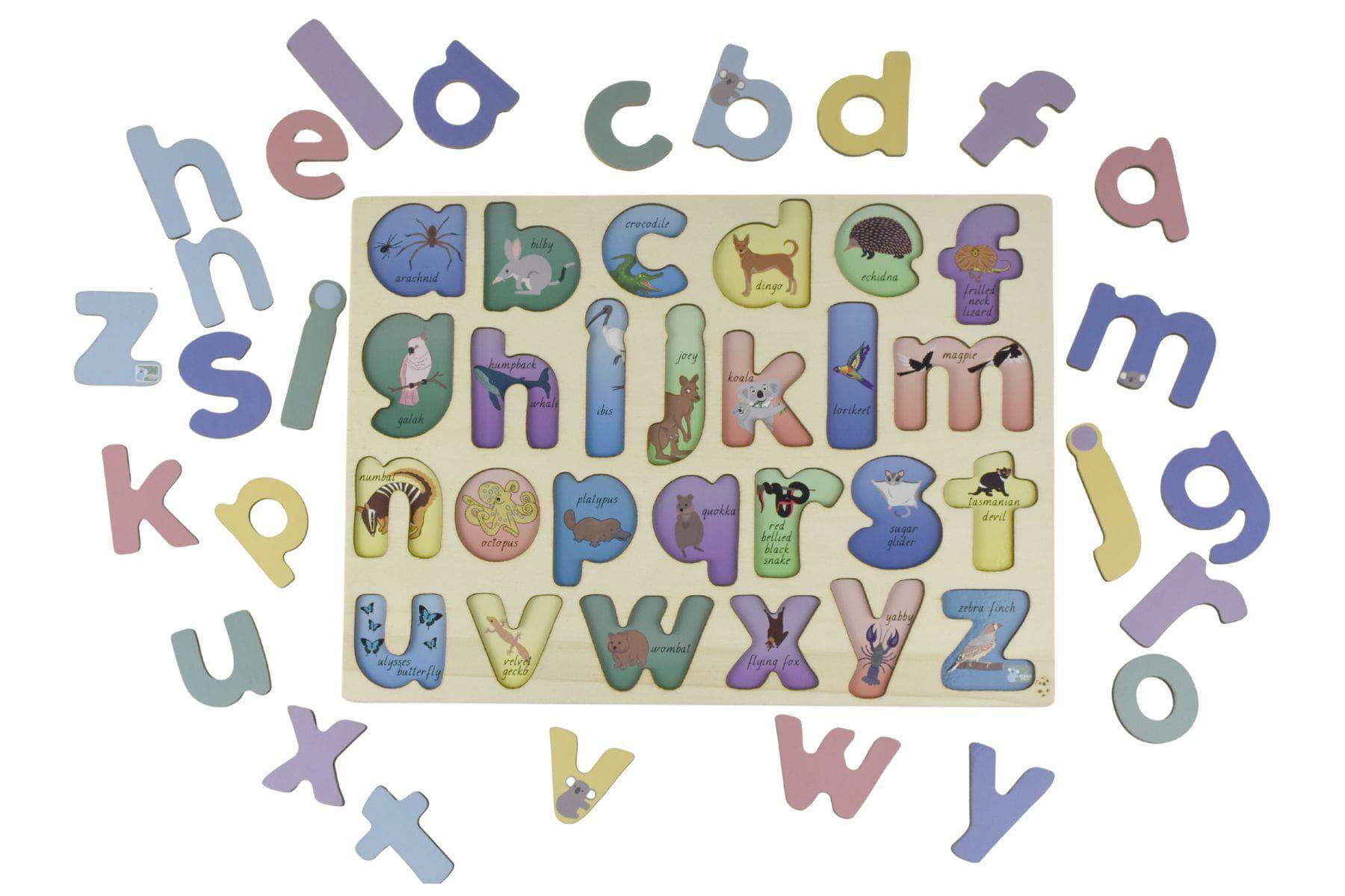 Australian animals a-z lowercase alphabet puzzle