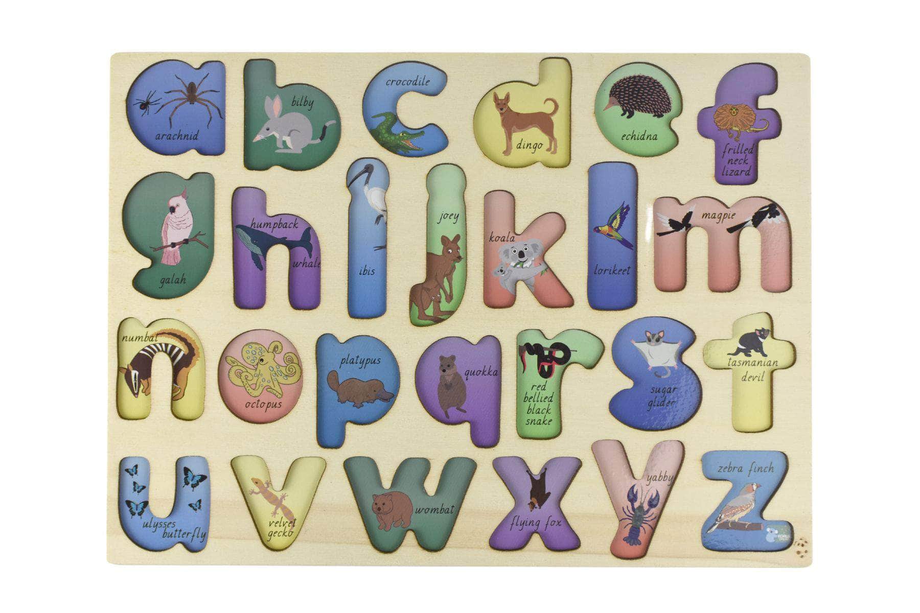 Australian animals a-z lowercase alphabet puzzle
