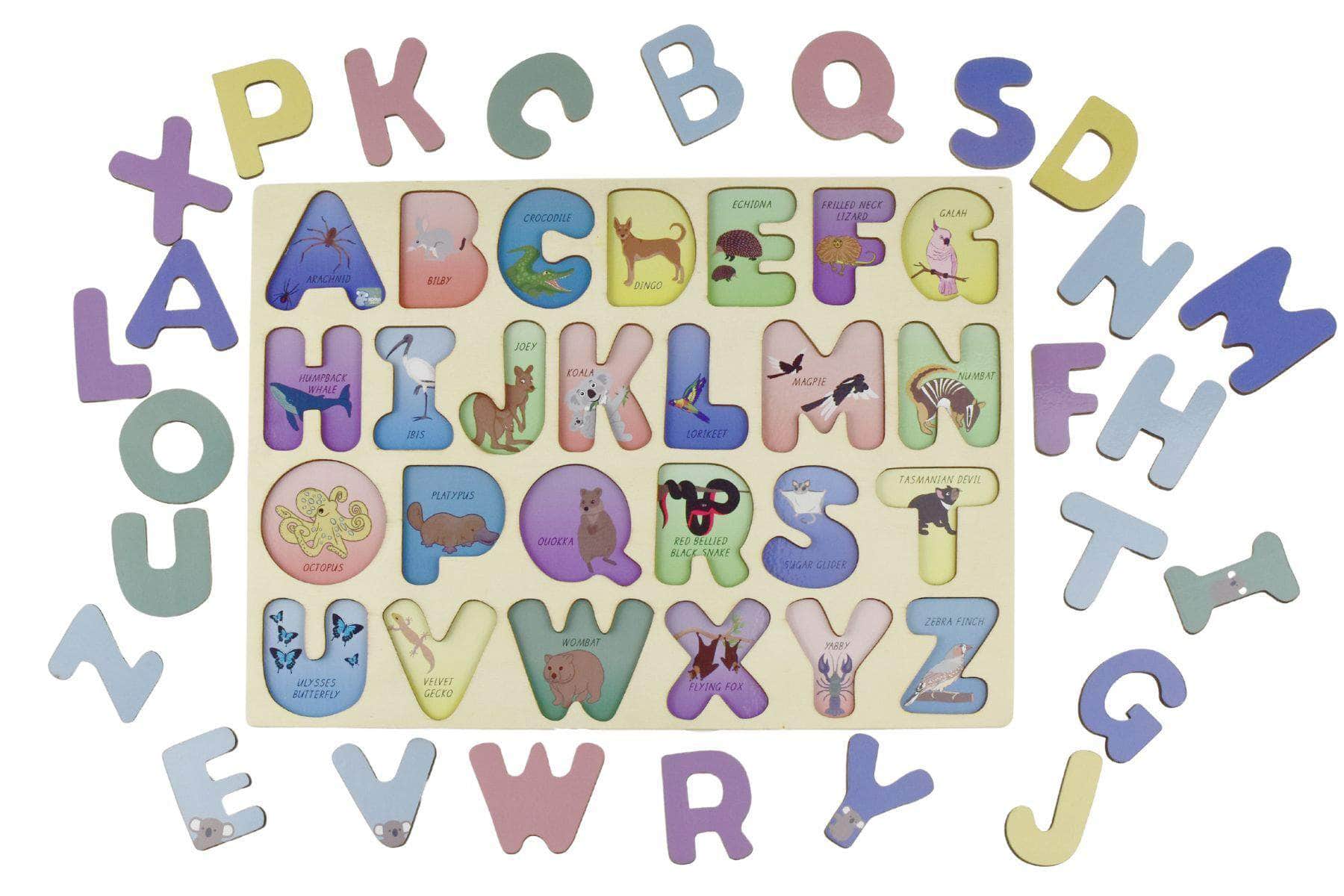 Australian animals a-z uppercase alphabet puzzle