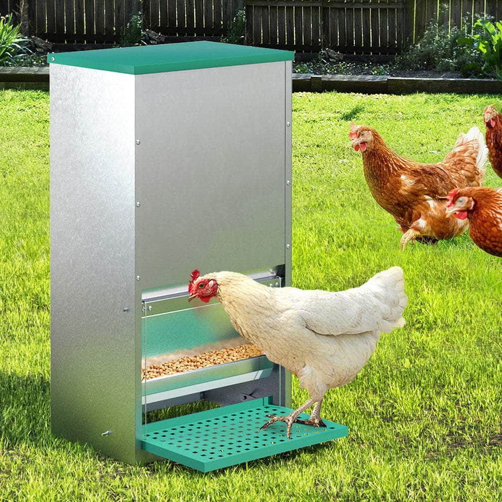 Automatic Chicken Feeder Port Coop Chick Poultry Treadle Self Opening - Farm Equipment - photo 14