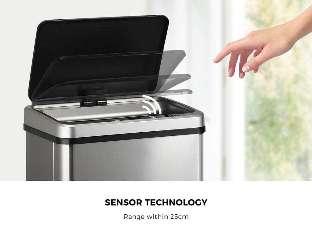 Automatic Motion Sensor Bin 50L Silver