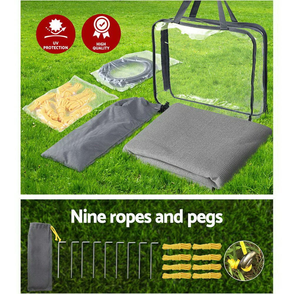 Caravan Privacy Screen 4.3X1.95M End Wall Side Sun Shade, Grey | Grey colour